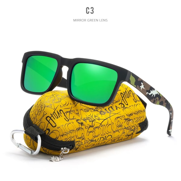 KDEAM iögonfallande funktion polariserade solglasögon för män Mattsvart rampassform. Måla tempel Play-Cool Solglasögon med case PRO-C3 Skull Zipper Case