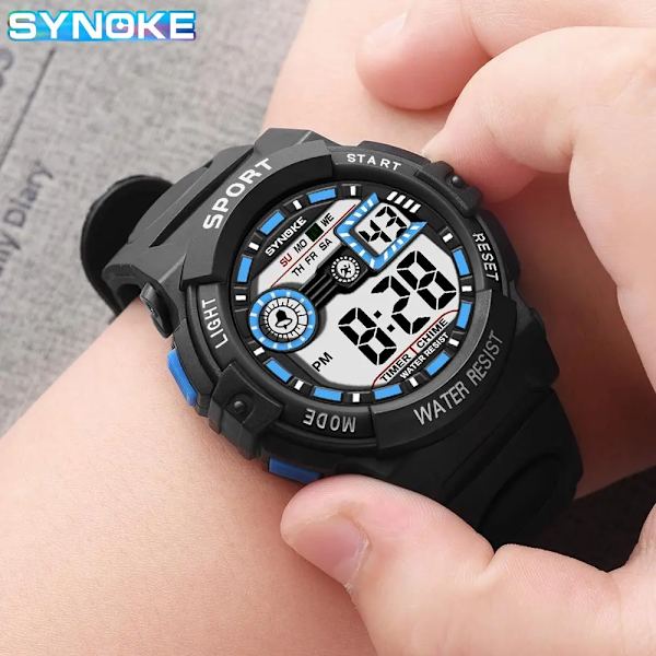 SYNOKE Big Numbers Watch Herr 50M Vattentät Manklocka Alarm Stoppur Multifunktion Digitala klockor Relogio Masculino Upgrade - Grey