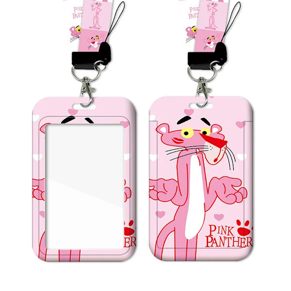 Pink Panther Hållare Anime Badge Anti-Lost Lanyard Student måltidskort Skyddsärm Busskort måltidskort hänge PP-4