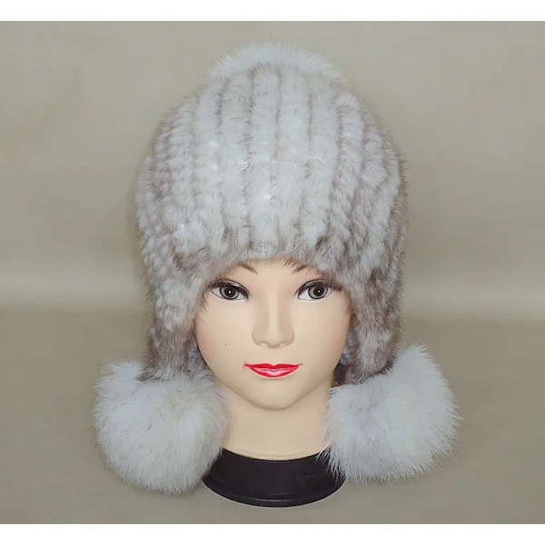 2015 Ny Minkhatt Dammode Bollhatt Mink Stickade Hattar Casual Minkhatt Kvinnligt Huvudbonad Type 3