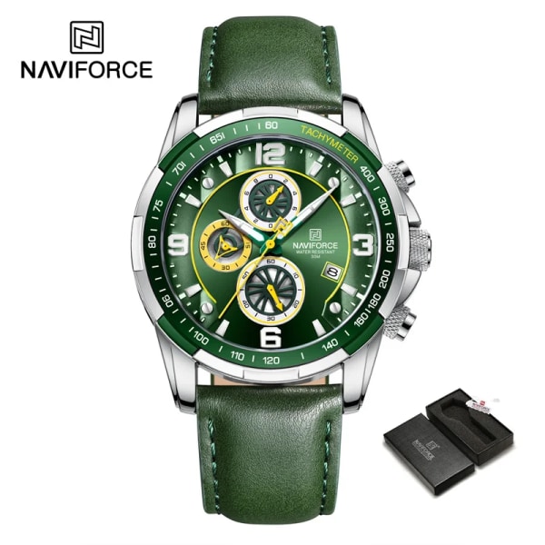 Toppmärke NAVIFORCE Trend Cool watch för män Vattentät läder kvarts herrklockor Lyxarmbandsur Luminous Man Watches SGNGN-BOX