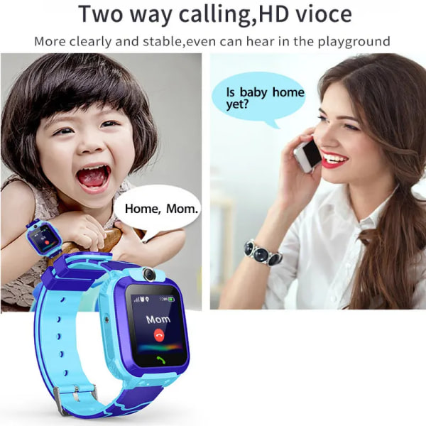 Q12 Barns Smart Watch SOS Telefon Watch Smartwatch Kamera Med Sim-kort Vattentät IP67 Barnpresent för IOS Android Blue