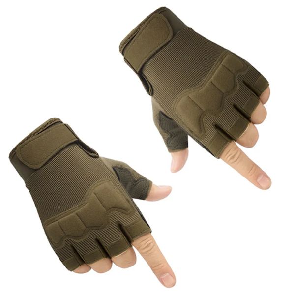 Män Taktiska handskar Militär armé skytte Skärsäkra fingerlösa handskar Antisladd utomhussport Paintball Airsoft cykelhandskar Sand color M