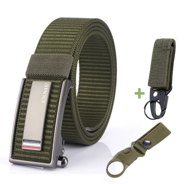 Nytt mode herrbälte Toppkvalitet Bekväma nylon för män Metall Automatiskt spänne Ung Canvas Taktisk designerbälte Green Belt B Match 120cm Adjustable