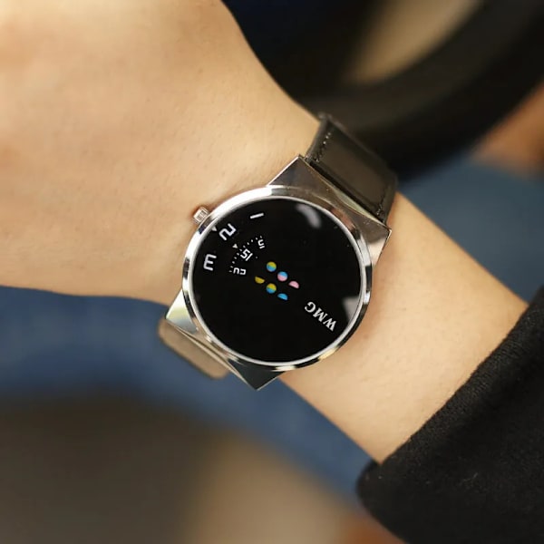 Personlighet kreativitet svart vit kvinnor klockor mode läder watch män kvinna kvarts klocka unisex armbandsur presenter Black