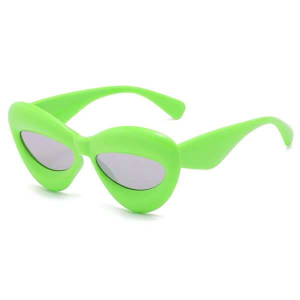 SO&EI Retro Cat Eye Candy Färg Solglasögon Dammodemärke Designer Ovala linsskydd UV400 Män Gul Rosa Solglasögon Green silver mirror As the picture