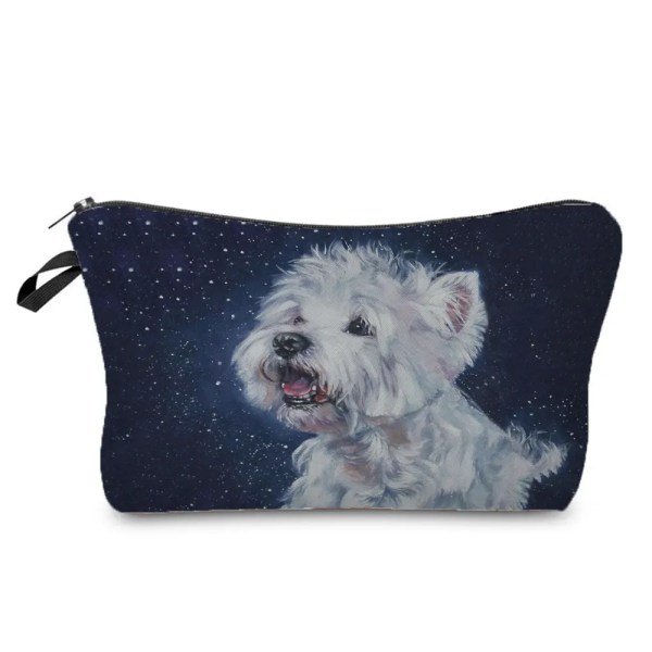 Värmeöverföring Unik design Westie Hundmålning Kosmetiska väskor för kvinnor förvaring Case Högkvalitativ sminkväska med printed hz2968 Dog Bag