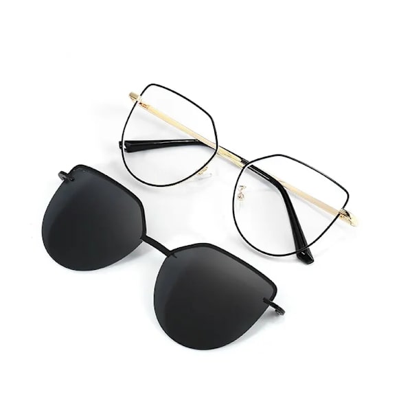 Cat Eye Flip on Solglasögon Dam Anti Blue Light Glasögon Bågar Polariserad magnetisk klämma Dammode Datorglasögon 7002 Gold gold
