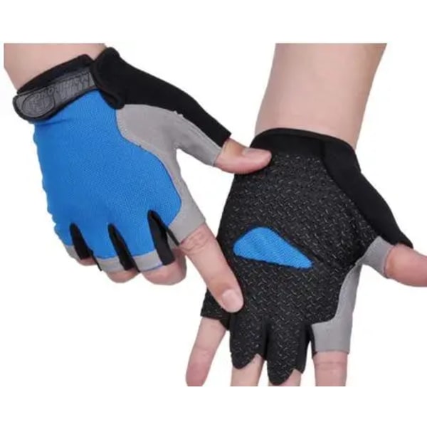 Half Finger Gel Cykelhandskar Män Kvinnor Andas Antisladd MTB Cykel Cykelhandskar Sommargym Yoga Sportträning Handhandskar Blue A XL