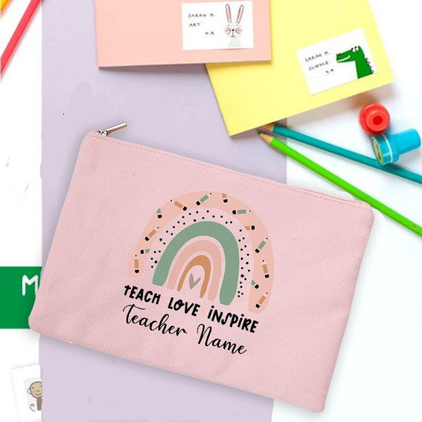 Rainbow Teacher Print Case Personligt anpassat namn Brevpapper Tillbehör Förvaringspåsar Resetvättpåse Sminkväska Presenter design 8(.234)
