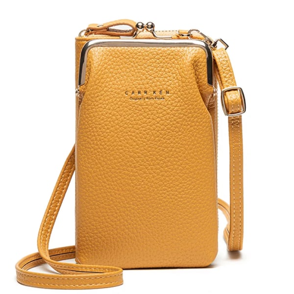 Mode Kvinnor Mini Crossbody-väska & handväskklämmor Telefonpaket Kvinnlig Clutch-plånbok Damer Liten handväska Pu-läder Axelväskor Yellow