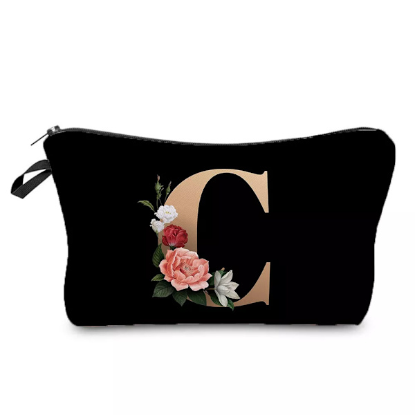 26 Initialer Blomma Kosmetikväska A-Ö Bokstav Sminkväskor Kvinnor Resor Brudtärna Present Dam Bärbar Skönhetsväska Case hz3191 Letter Bag