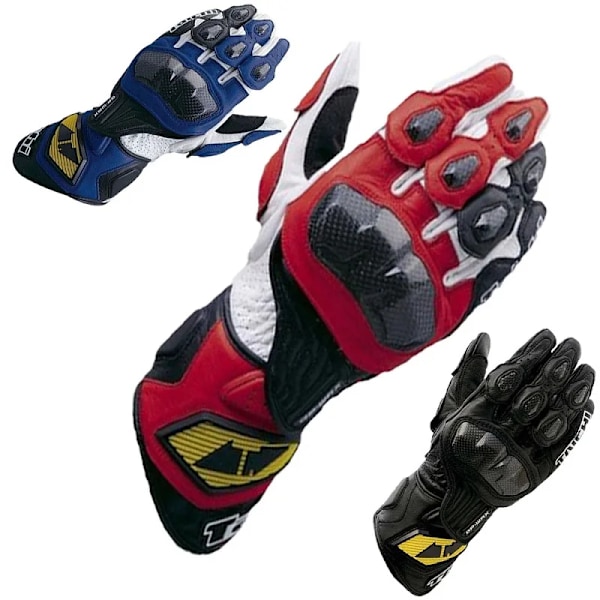 Taichi Motorcykel Racing Kolfiber Andningsbara Läderhandskar Off-Road Motorcykel Racing Perforerade Läder Skyddshandskar red M