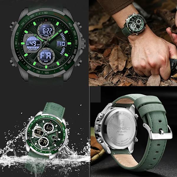 Nya NAVIFORCE mode militärklockor för män lyxiga original watch ​Vattentät kvarts armbandsur Gåva RGBB