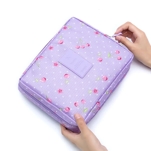 SOBU Vattentät Bärbar Dragkedja Kosmetikväska dot beauty Case Make Up Tas Plånbok Organizer Förvaring Resetvättpåse K1049 Purple Cherry