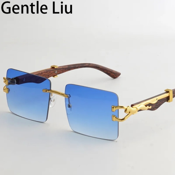 Vintage fyrkantiga båglösa solglasögon Herr Dam 2023 Lyxmärke Anti Blue Light Glasögon Ram Receptbelagda glasögon Skärmar UV400 C4 Blue With a bag