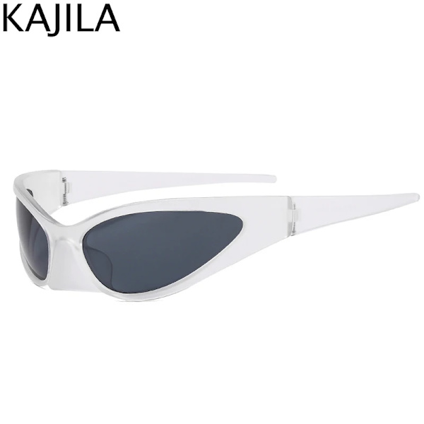 Rektangel Sportsolglasögon Dam Män Retro Punk Trendiga 2000-talssolglasögon för damer Cykelglasögon Y2K utomhusglasögonskydd C4 Transparent Gray With a screwdriver
