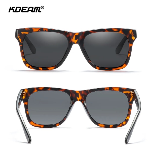 KDEAM 2021 New Square Polarized Solglasögon Herr Multi Color Coating Solglasögon Alla svarta nyanser Dragkedja ingår Kat.3 CE C3 Zipper Box