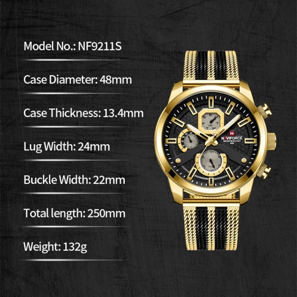 NAVIFORCE 2022 Herrklockor Toppmärke Lyx Casual Quartz Watch Herr Sport Vattentät klocka Luminous Watch Relogio Masculino RGBE-BOX