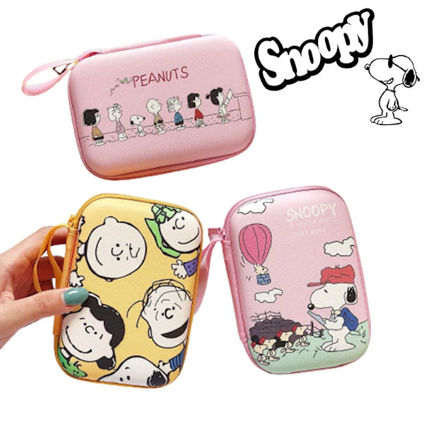 Snoopy Mini Bärbar Hörlursväska Myntväska Hörlurar USB case Förvaringslåda Plånbok Bärväska Väska Hörlurstillbehör Snoopy 3