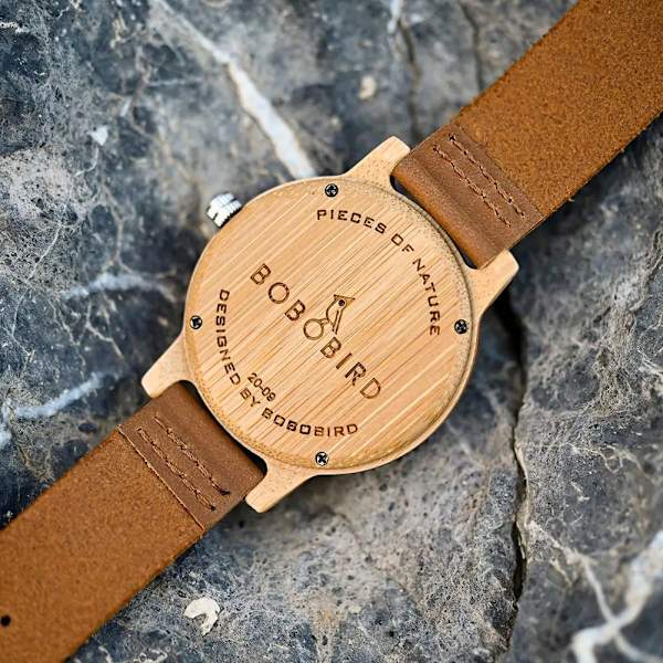 Parklockor BOBO BIRD Watch Herr Bamboo Relogio Masculino Damarmbandsur med läderband Silikonarmband Bra present GT048-2A