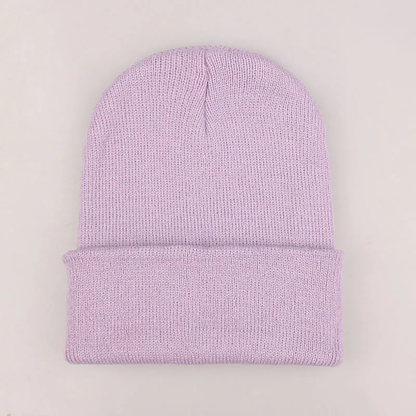 Mössa Vinter för Kvinnor Män Pojkar Flickor Virkad Skullies Hatt Enfärgad Unisex Höststickad Mössa Cap Vilda Tillbehör light purple Head 45-60cm