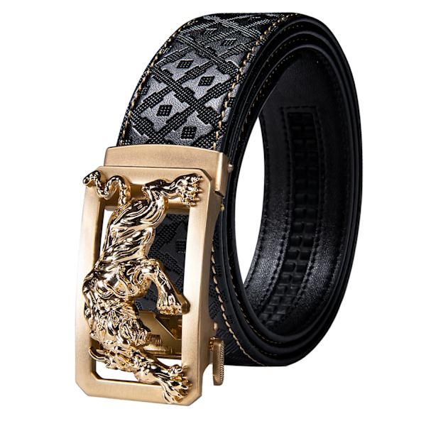 Designer Black Leather Herrbälten Prägling Spärrrem Midjeband Automatiska spännen Glidklänning Jeansbälte för män 110CM-130CM 2287DPA 130cm