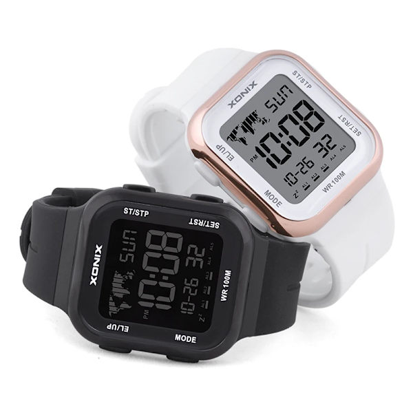Herr Dam Dubbeltid Watch Multifunktion Digital watch 5 grupper av larm Vattentät 100m Simning Dykning Armbandsur DAP-006A