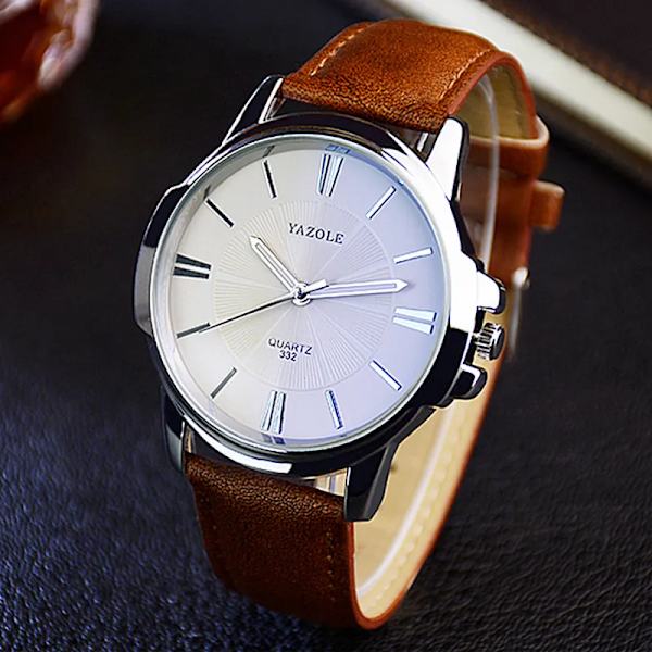 YAZOLE Märke Mode Män Klänning Klockor Brunt watch Casual Män relogio Lyx Vattentät reloj hombre AA