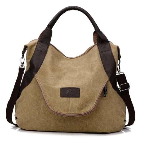 Damväska Stor Stor kapacitet Kvinnor Casual Tote Handväska Kvinnlig Axelväska Canvas Crossbody Lady's Messenger Shoppingväska khaki