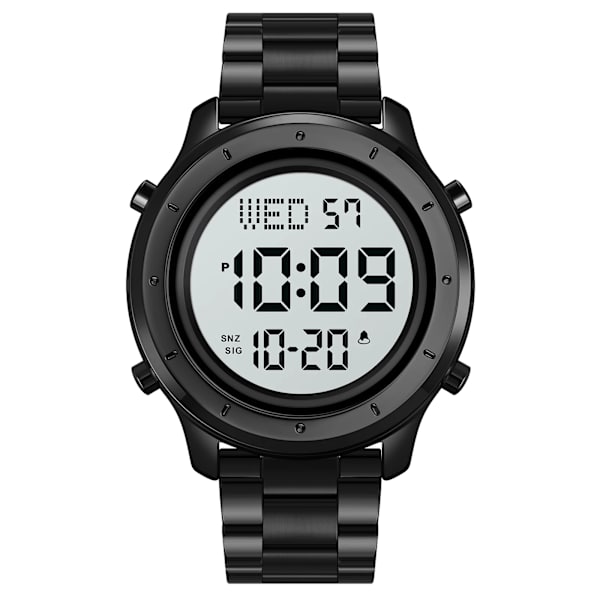 SKMEI LED Light Stoppur Sportklockor Herr Multifunktion 3Bar Vattentät Countdown Calendar Digital Armbandsur reloj hombre Steel Strap 2