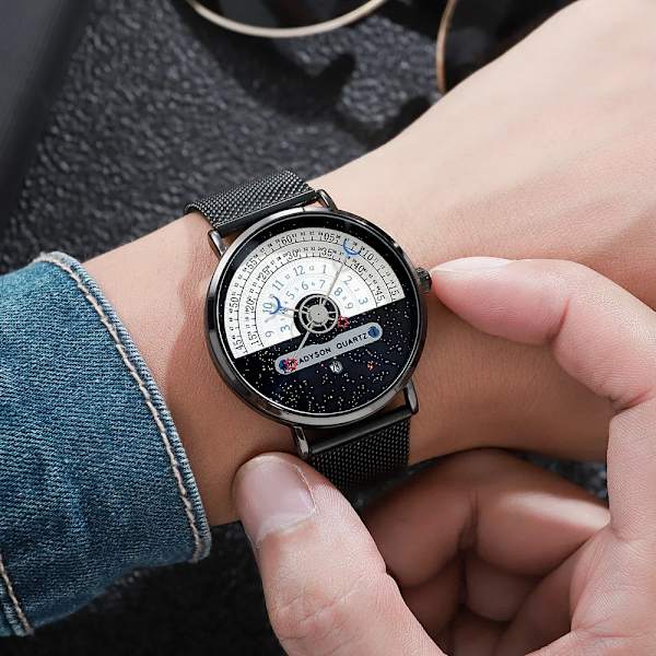 Sport Herrklockor Toppmärke Lyxaffär Militär Watch Läder Herr Vattentät Man Klocka relogio masculino Black