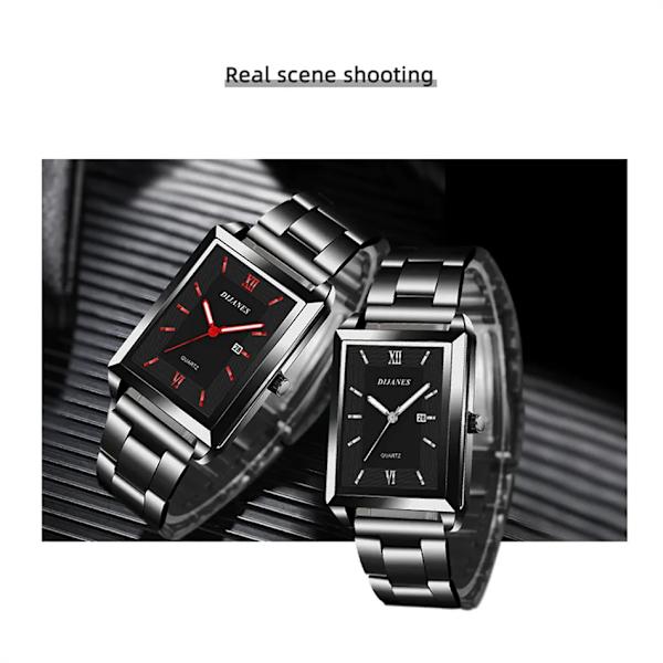 Lyx Watch Toppmärke Mode Kvarts Armbandsur Silver Hel Kedja i rostfritt stål Armband + Verktyg Business Watch Herr Reloj Mesh-Silver
