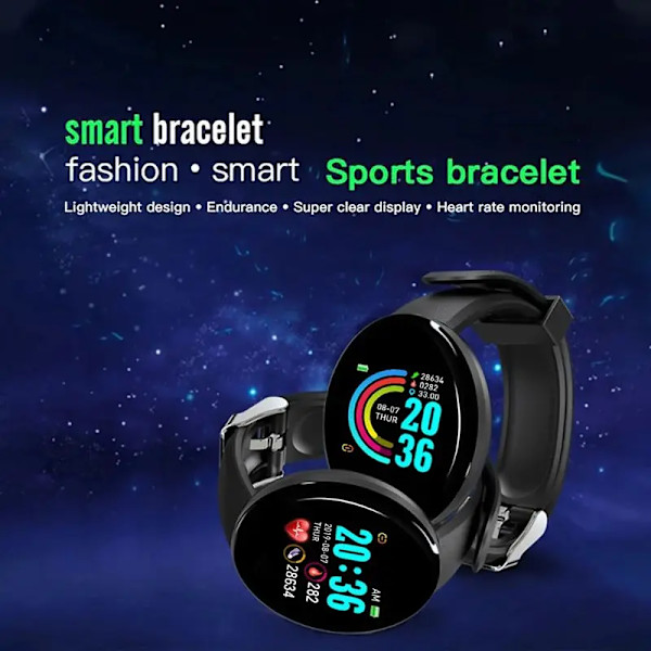 Smart Watch D18 Upgrade Herr Dam Smartwatch Armband Puls Blodtryck Fitness Tracker Sport Smartband För IOS Android Red