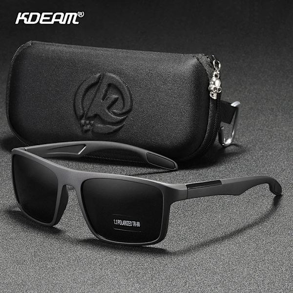 KDEAM Rectangular Ultra Light TR90 Solglasögon Herr Polariserad TAC 1,1 mm Tjocklek Lins Solglasögon Kvinnor Sport Kat.3 C2 Matte black TR90 Polarized