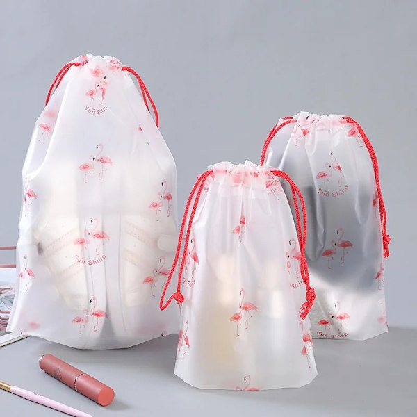 1 ST Transparent Vattentät Resekosmetikväska Case för kvinnor Badkar Smink Organizer Toalettartiklar Tvätt Skönhetssats Förvaringspåse 1pc Flamingo 18x25cm
