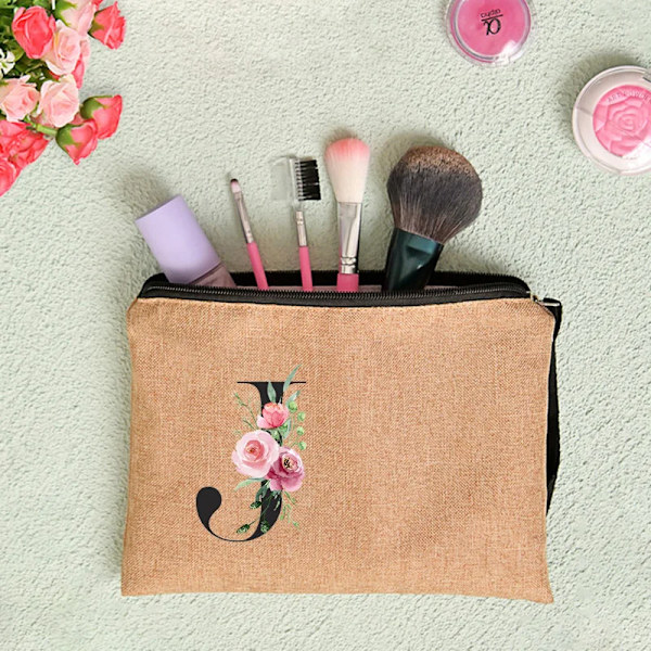 Anpassat namn Blomma Brev Kosmetikväska Bachelorette Party Neceser Makeup Väskor Dragkedja Toalettartiklar Organizer Brudtärna Presenter D4BaleJ