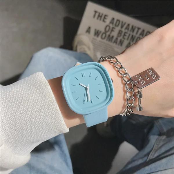 Premium Square Watch Dam Enkel Design Mode All-match Watch Damklockor för kvinnor Quartz Damklockor Femme Luxury blue 2