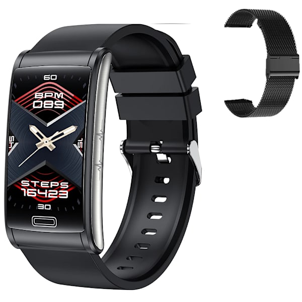 E600 EKG Smart Watch Herr Icke-invasiv Blodsocker Puls Blodtrycksmätare Sportsteg Smartwatch Dam Android add metal black(.1252)