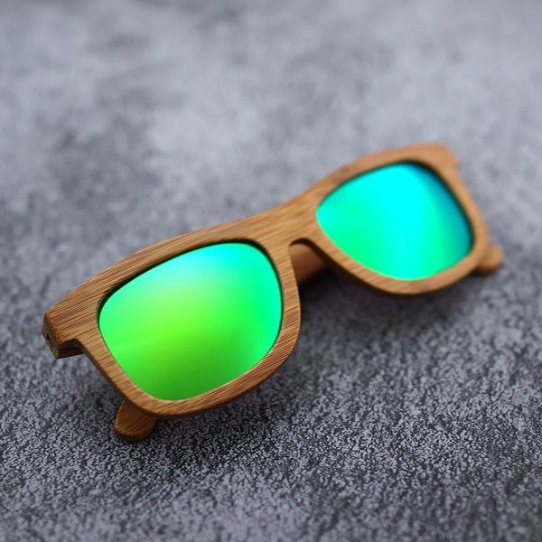 Naturliga bambu träsolglasögon handgjorda polariserad spegelbeläggning linser glasögon glasögon original trä Oculos de sol masculino BLUE Wood