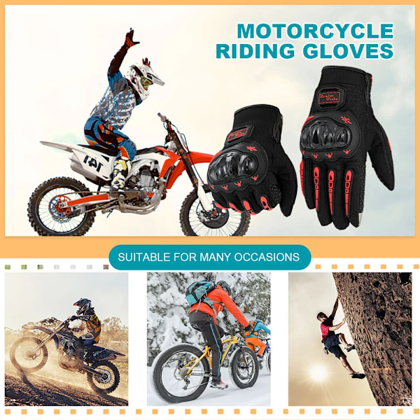 1 par Motorcykelhandskar Andningsbara Hel Finger Racinghandskar Utomhussporthandskar Cykelhandskar För Bmx Atv Väg Racing Sommar Vinter Red M