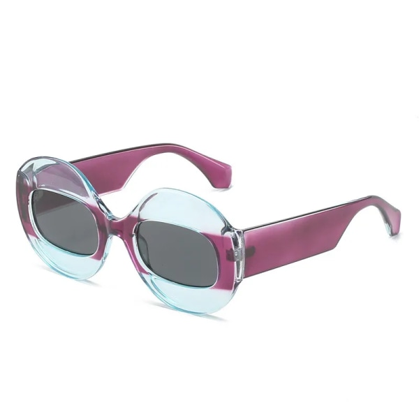 KAMMPT överdimensionerade ovala solglasögon för kvinnor Nytt i mode Hip-hop Flerfärgade solglasögon Glasögon Lyx varumärkesdesign UV400 nyanser blue-purple-black as picture shows