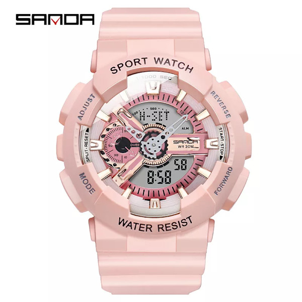 Dam Klockor Män Sanda Top Märke Lyx Rosa Lover Watch Klocka Quatz LED Digital Sport Watch för Dam Män Vattentät black for women