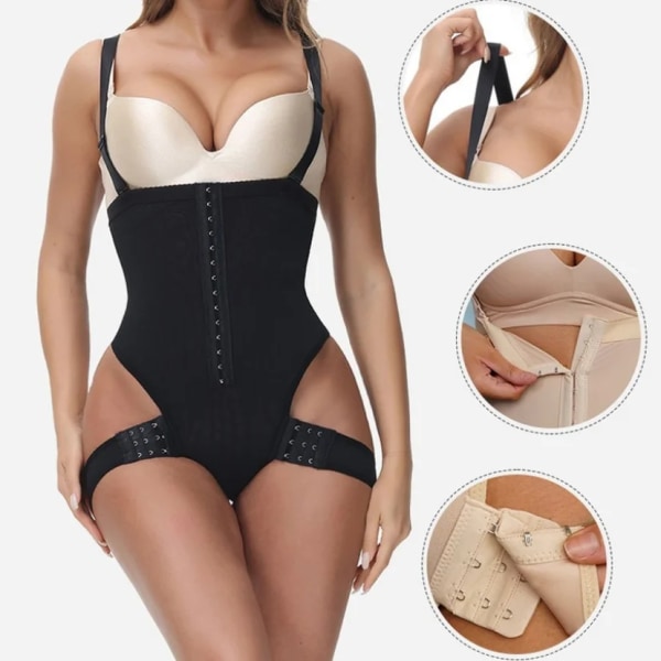 Kvinna Body Binder Shaper Body Bantning Slida Platt Mage Magkontroll Push Up Butt Enhancer Lifter Rumpa Höft Plus Size Black XXL