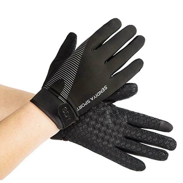 Män Cykelhandskar Full Finger Touch Screen Motorcykel Cykel Mtb Cykel Handskar Gym Träningshandskar Utomhusfiske Hand Guantes Black M