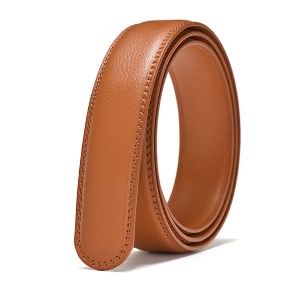HIDUP Bra kvalitet äkta läder Automatisk modellbälte för män Endast blå färgrem utan spänne 3,5 cm bredd LUWJ17 Light Brown 130cm 41to42 Inch