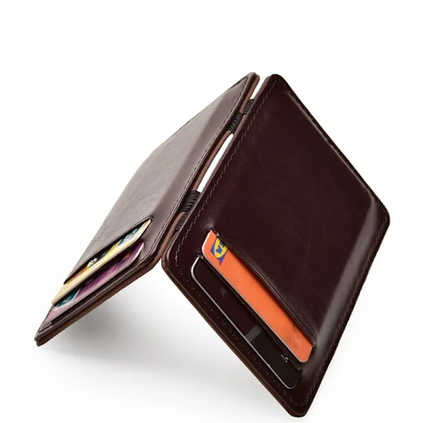 Ny tunn vertikal herrplånbok Liten PU-läder elastisk bandväska Mini solid ID-korthållare Case för man Brown
