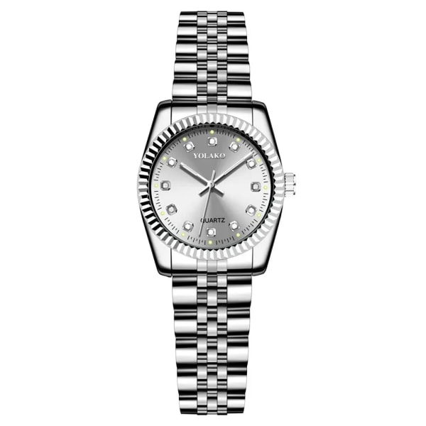 Damklockor Top Brand Luxury 2022 Fashion Diamond Dam Armbandsur Rostfritt stål Guld Mesh Armband Watch Silver and white