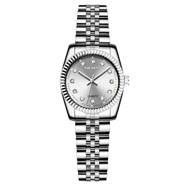 Damklockor Top Brand Luxury 2022 Fashion Diamond Dam Armbandsur Rostfritt stål Guld Mesh Armband Watch Silver and white
