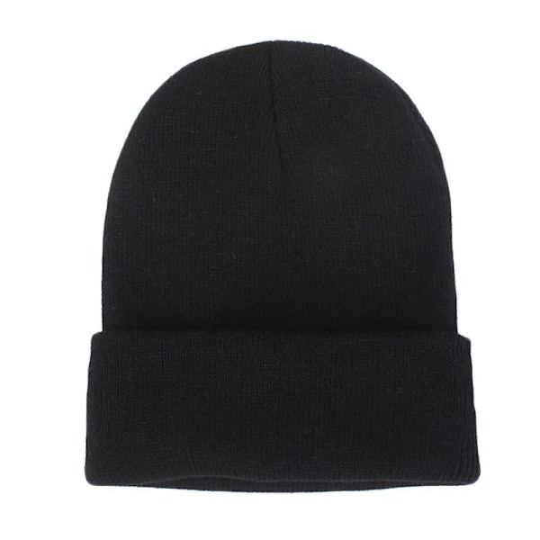 Snygga Kattöronmössor för Kvinnor Stickade Vintermössa Mjuk Varm Virkad Dammössa Enfärgad Casual Beanie solid style black